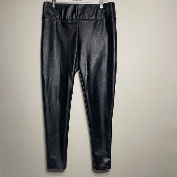 Vince Camuto Black Faux Leather Leggings Stretch Pull On Skinny Pants Large - Picture 1 of 7